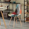 Fabulaxe Modern Fabric Patchwork Chair w/Wooden Legs for Kitchen, Dining Room, Entryway, Living Room, PK 4 QI004328.4